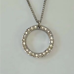 Swarovski Signed Crystal Circle Pendant Necklace